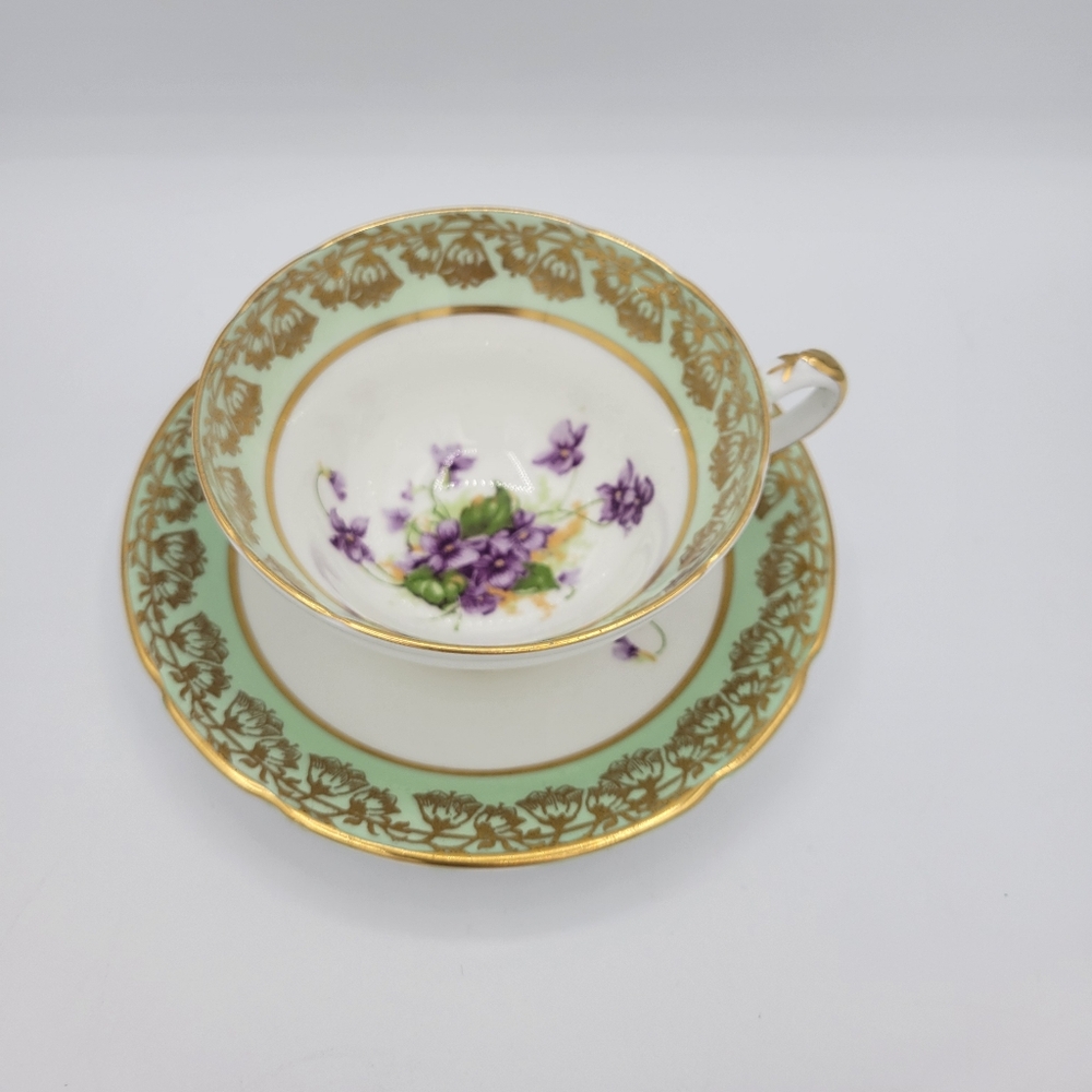 Vintage Stanley Fine Bone China‎ Tea Cup And Saucer Pale Mint Color England